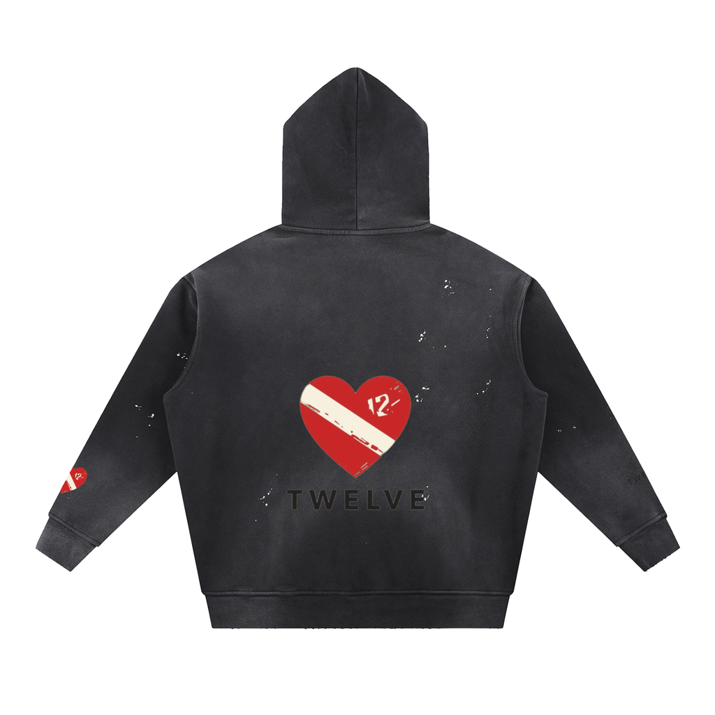 Vintage Washed Frayed Fleece Hoodie