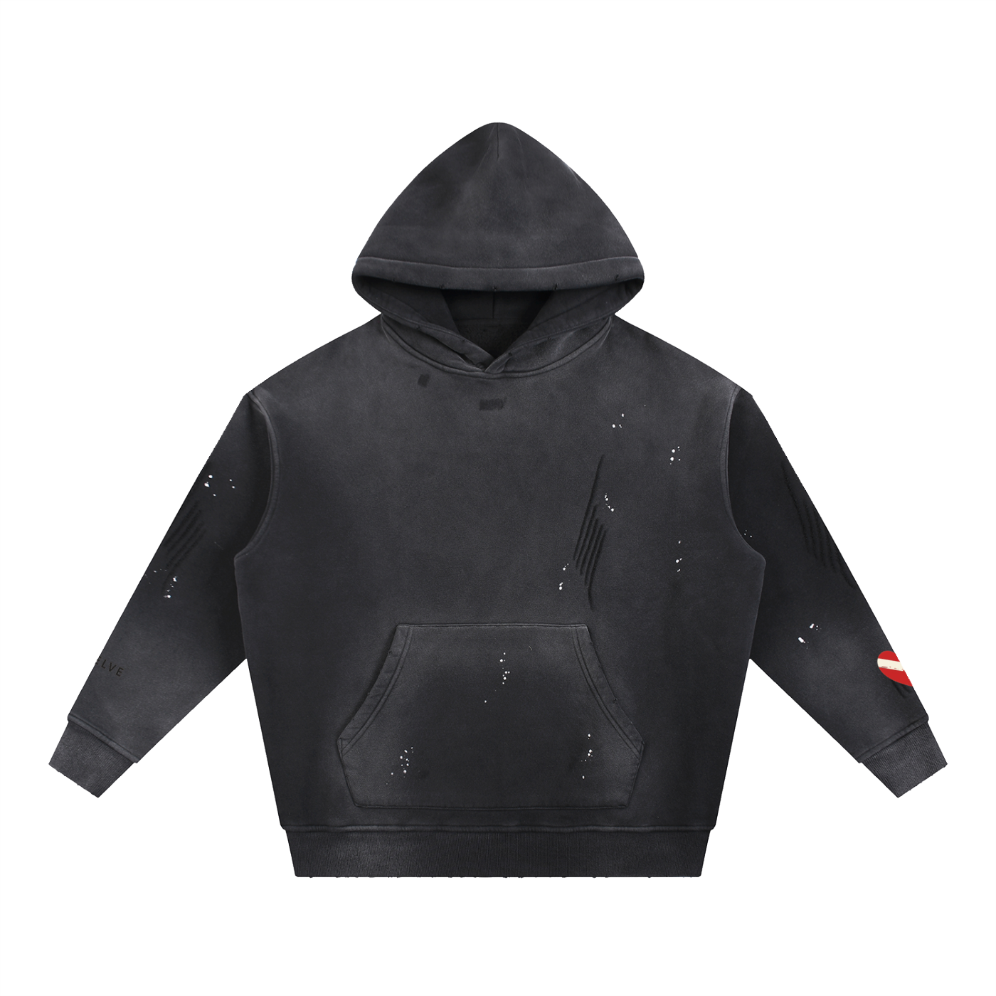Vintage Washed Frayed Fleece Hoodie